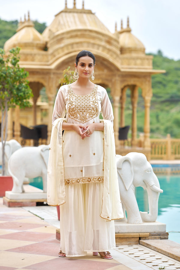 Ivory Elegance Sharara Set